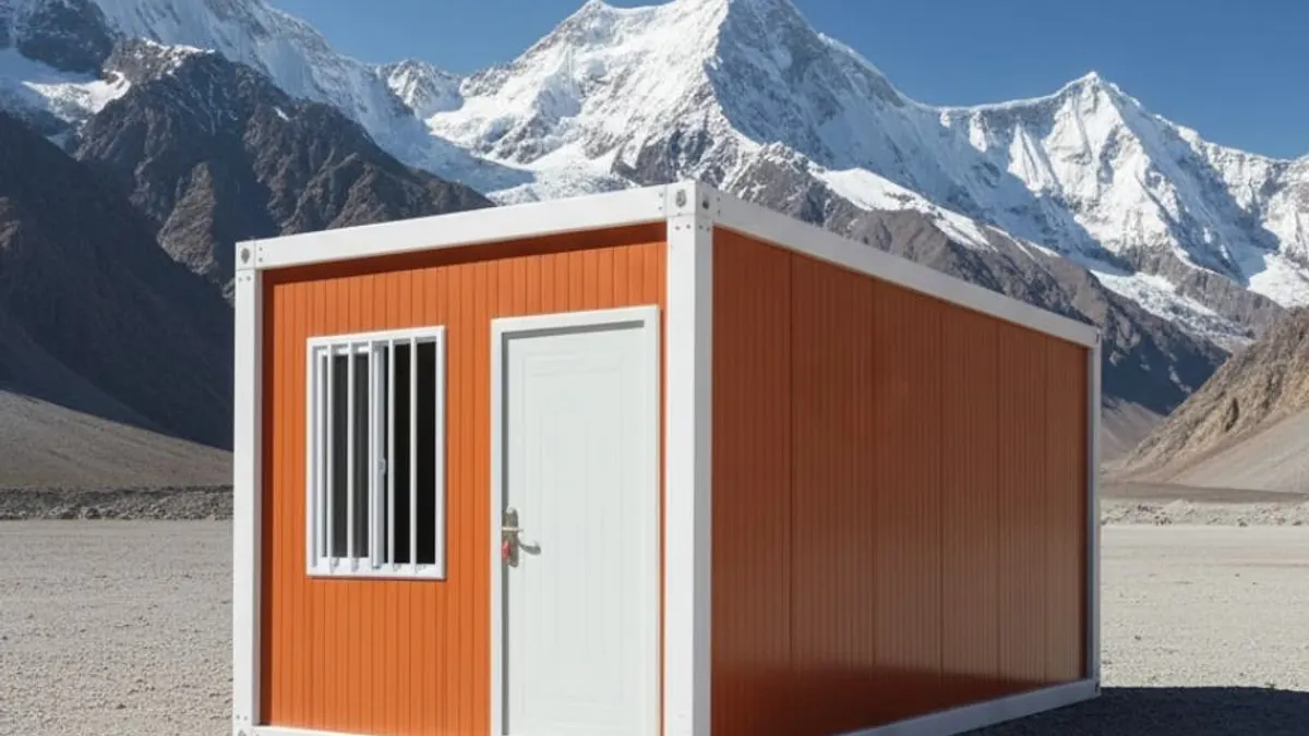 Wood grain modular cabin in a mountain setting for Aseer tourism planning