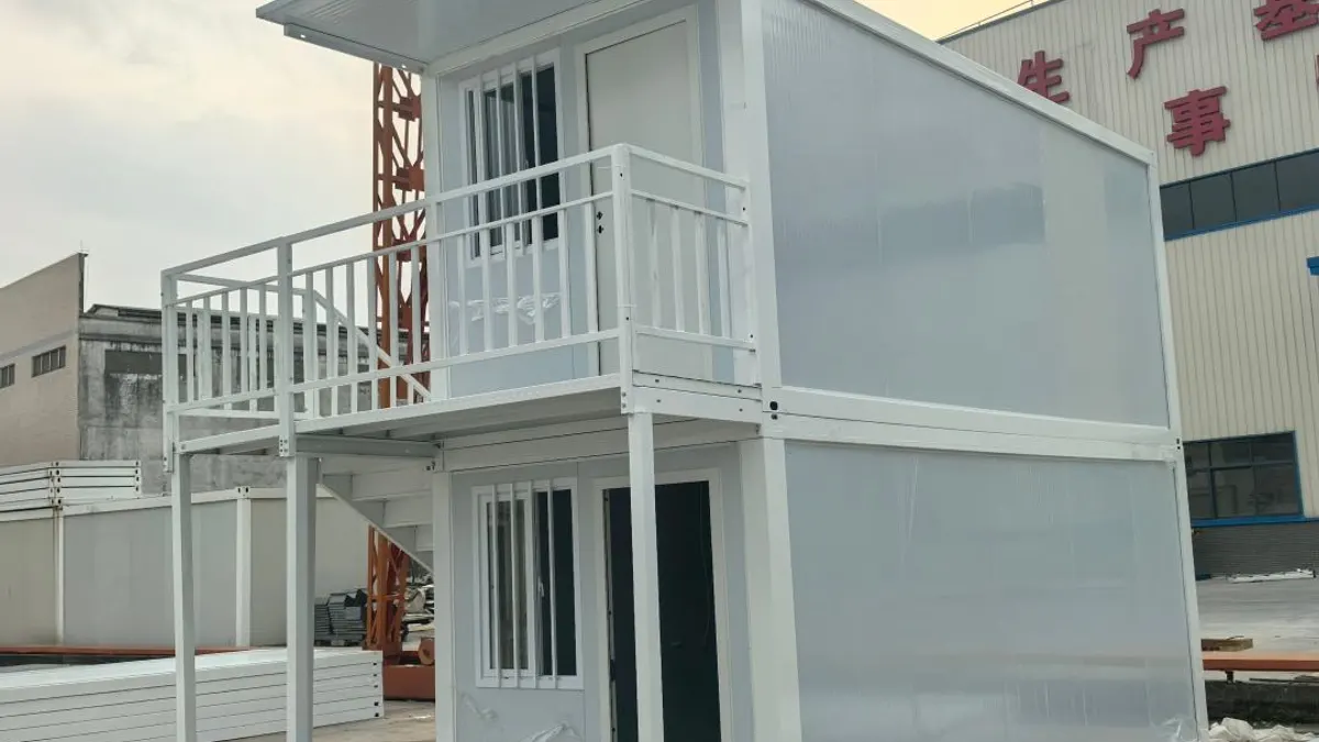 Flat-pack modular building used for EV-ready RV park cabin utility planning