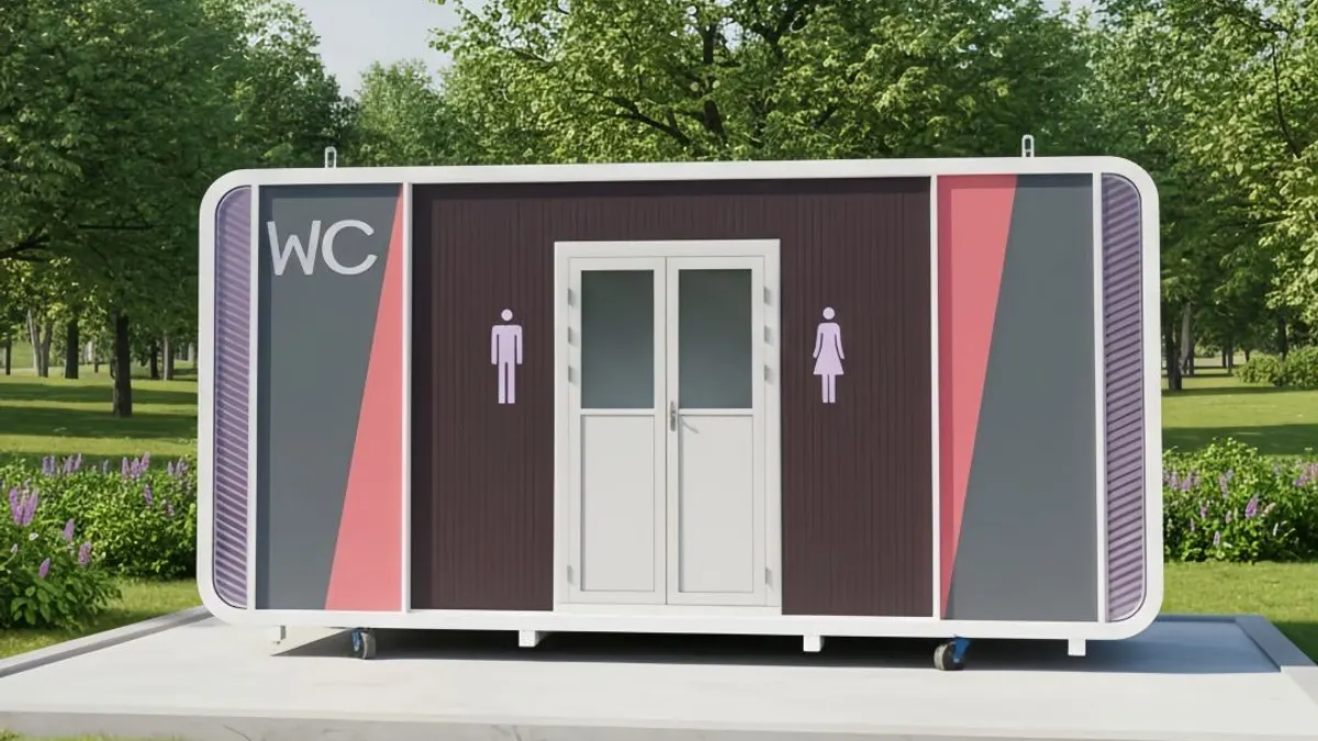 Portable wash-support cabin with outdoor access for modular prayer and wash planning