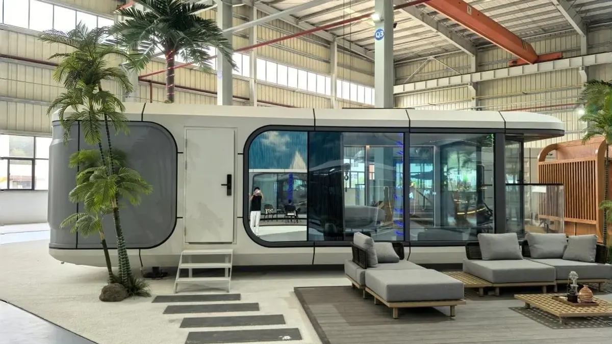 Premium glamping pod used for open-road camping cabin experience planning