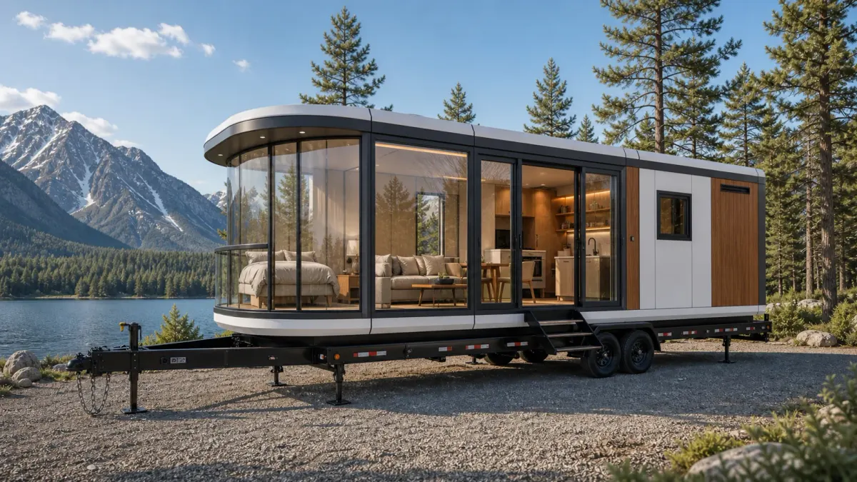Panoramic glamping cabin used for low-commitment outdoor stays near RV travel routes
