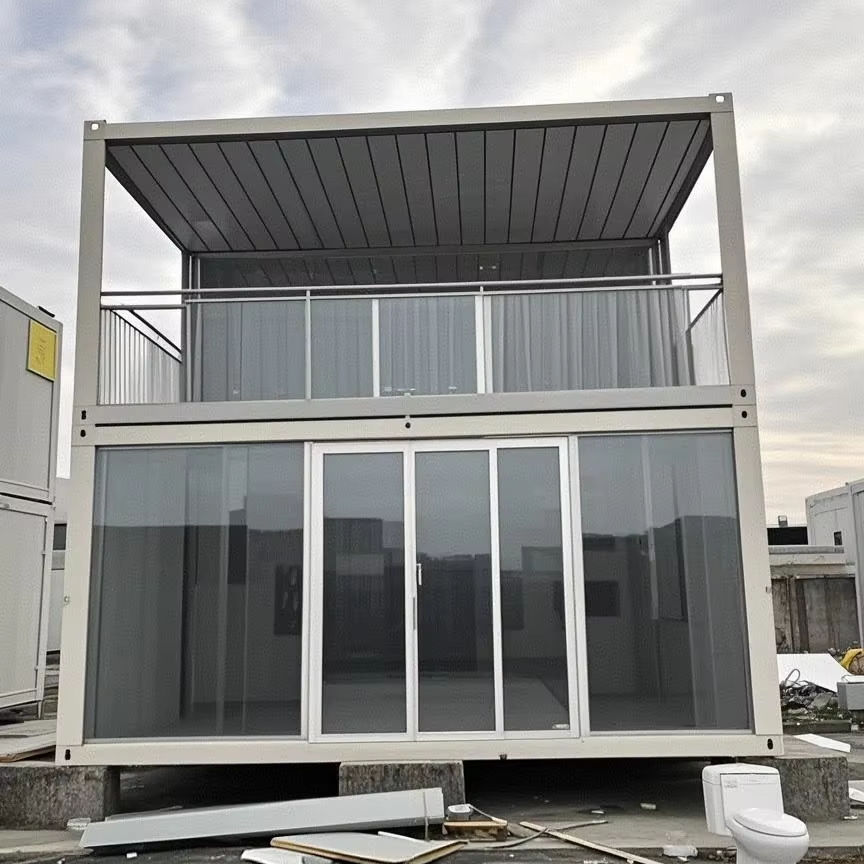 Two-Story Glass Facade Container Office cover image for a modular product in the Quick-Assembly Detachable Container House category