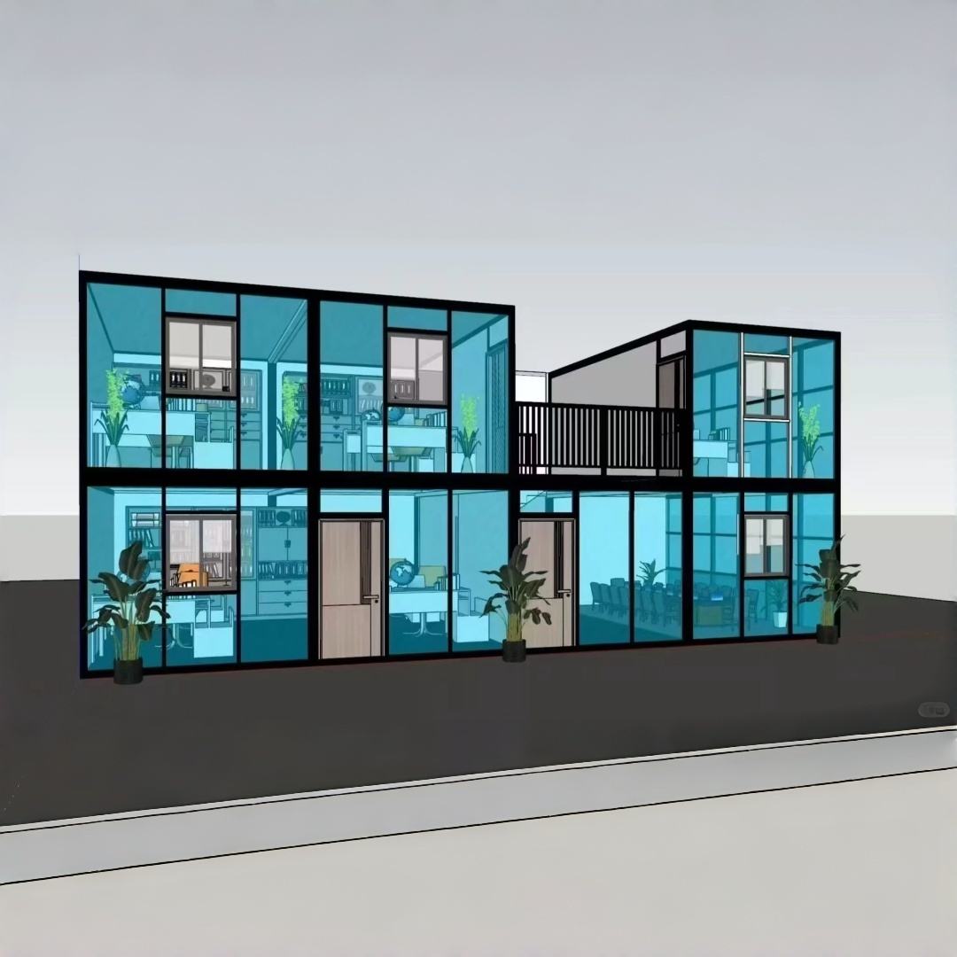 Two-Story Glass Facade Container Office product view 02