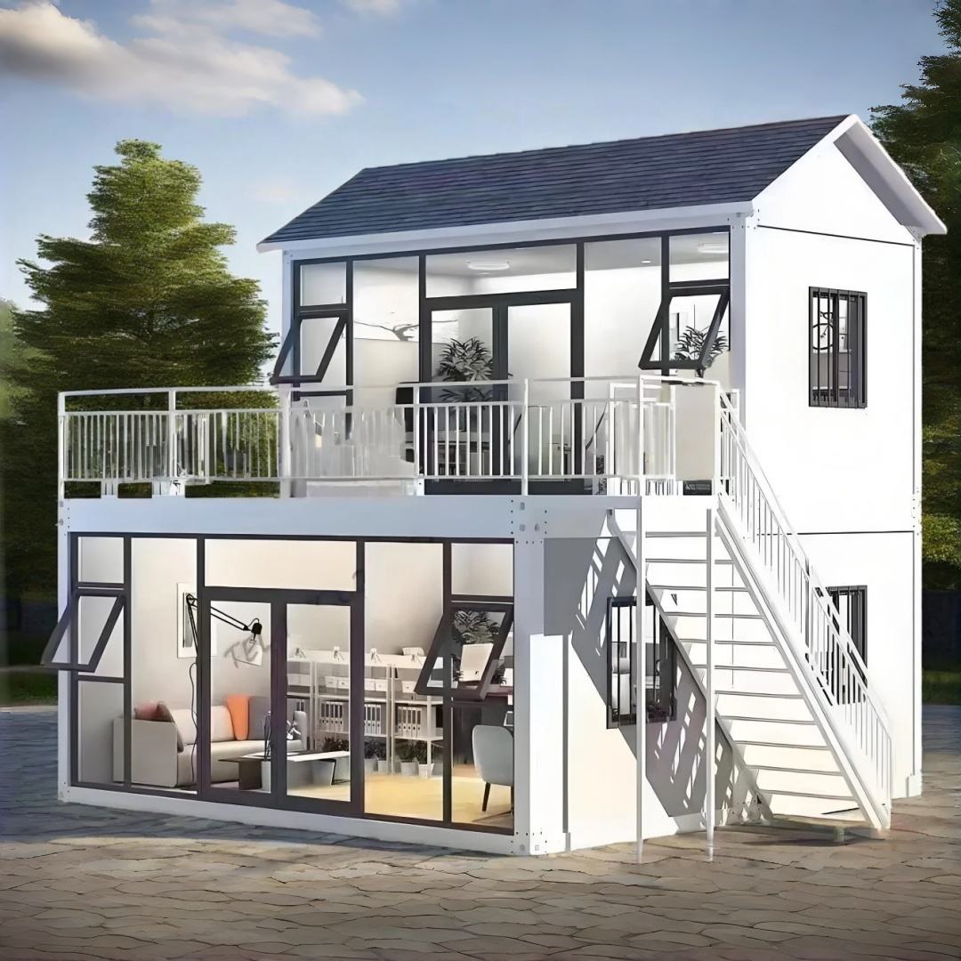 Two-Story Glass Front Container Office Block product view 04