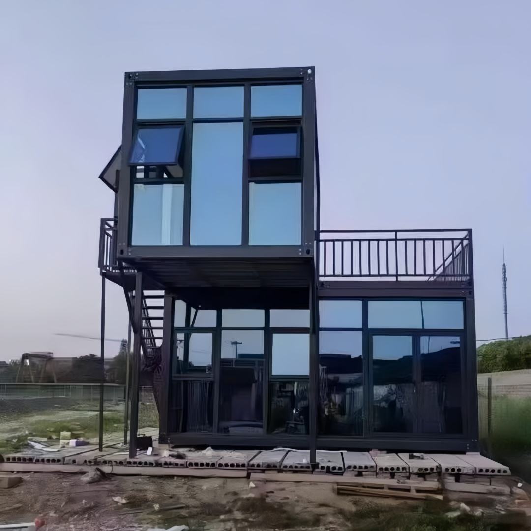 Two-Storey Glass Curtain Wall Flat Pack Building application view