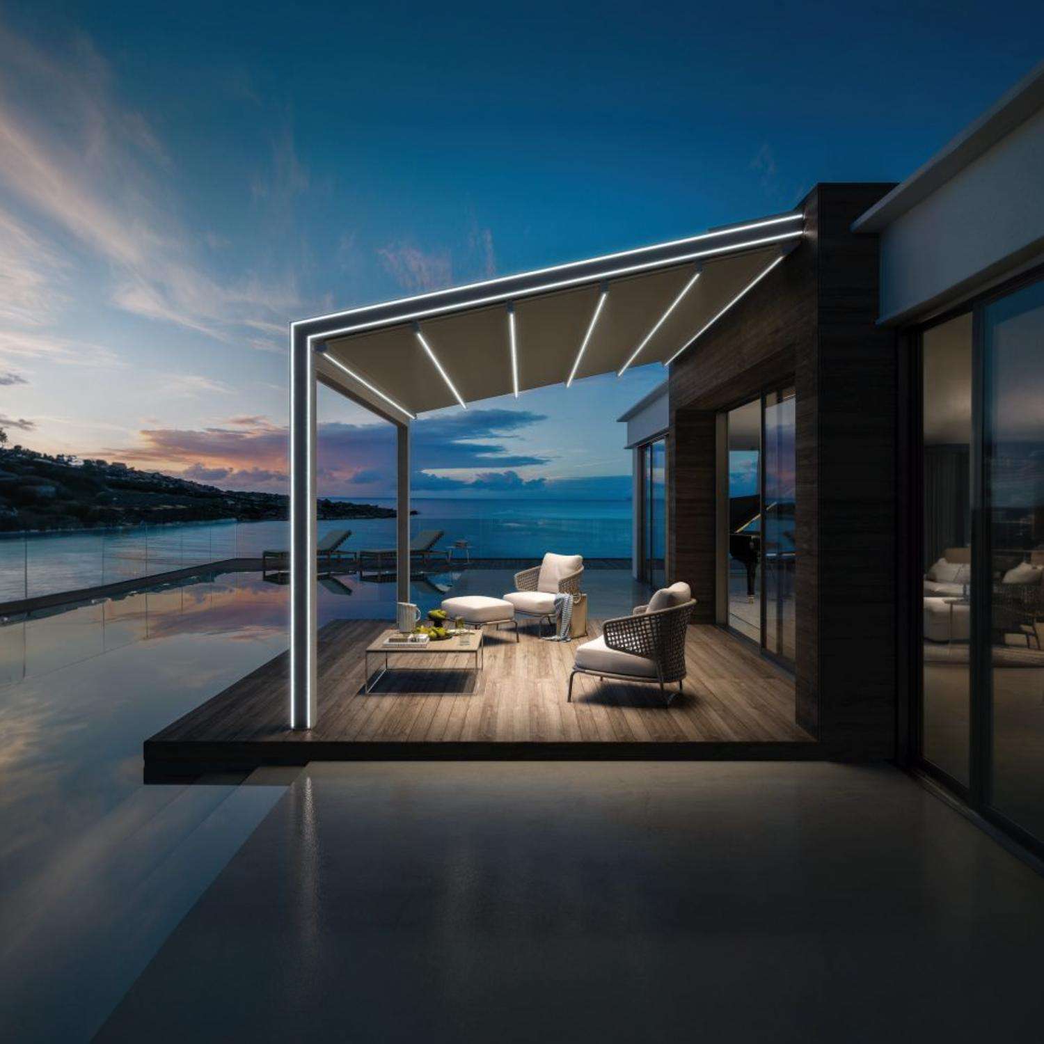 Retractable Patio Shade Canopy detail view