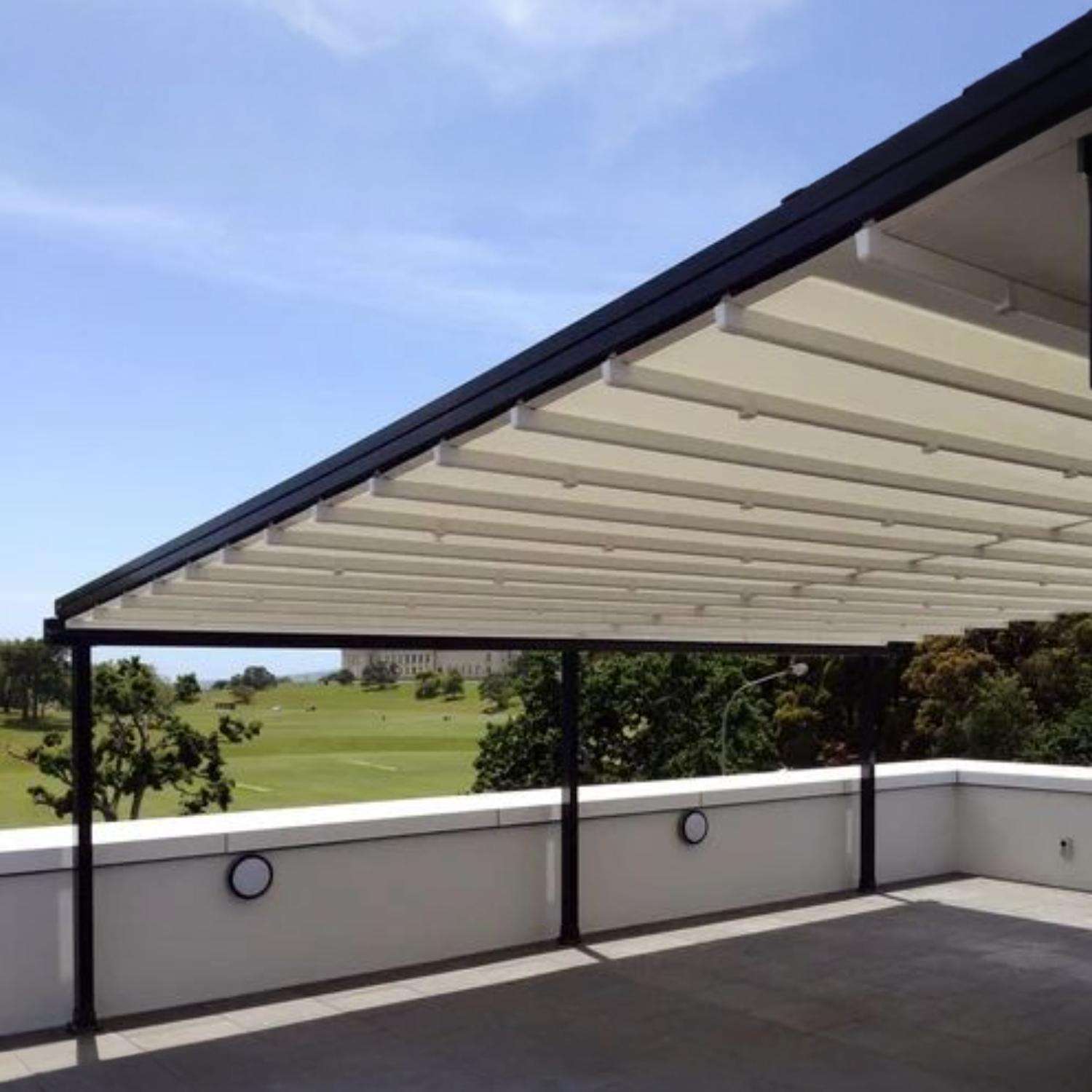 Outdoor Shade Canopy & Patio Shelter hero image showing a modular product category for project applications