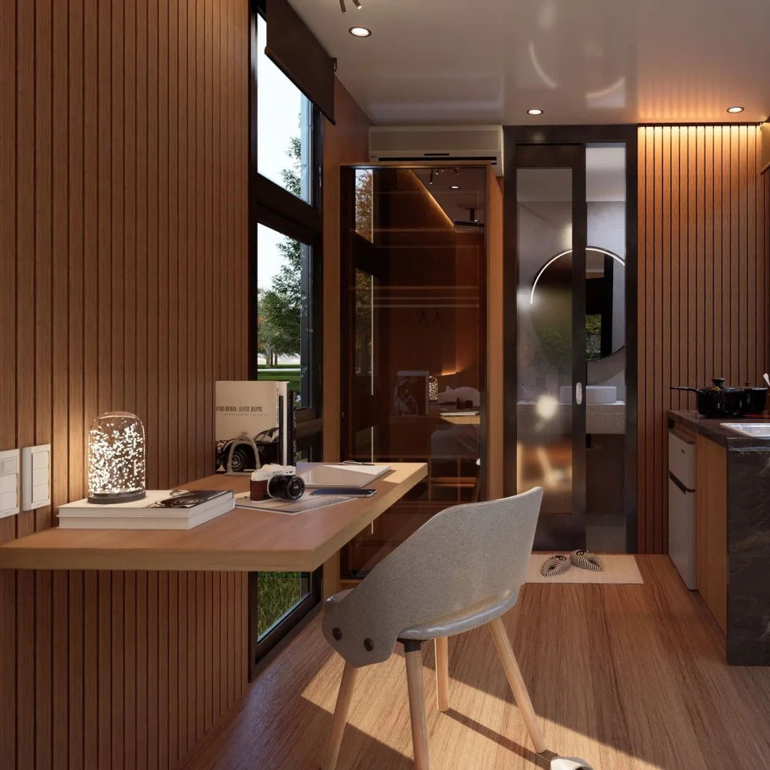 40ft Prefab Apple Cabin Mobile House cover image for a modular product in the Space Capsule House category