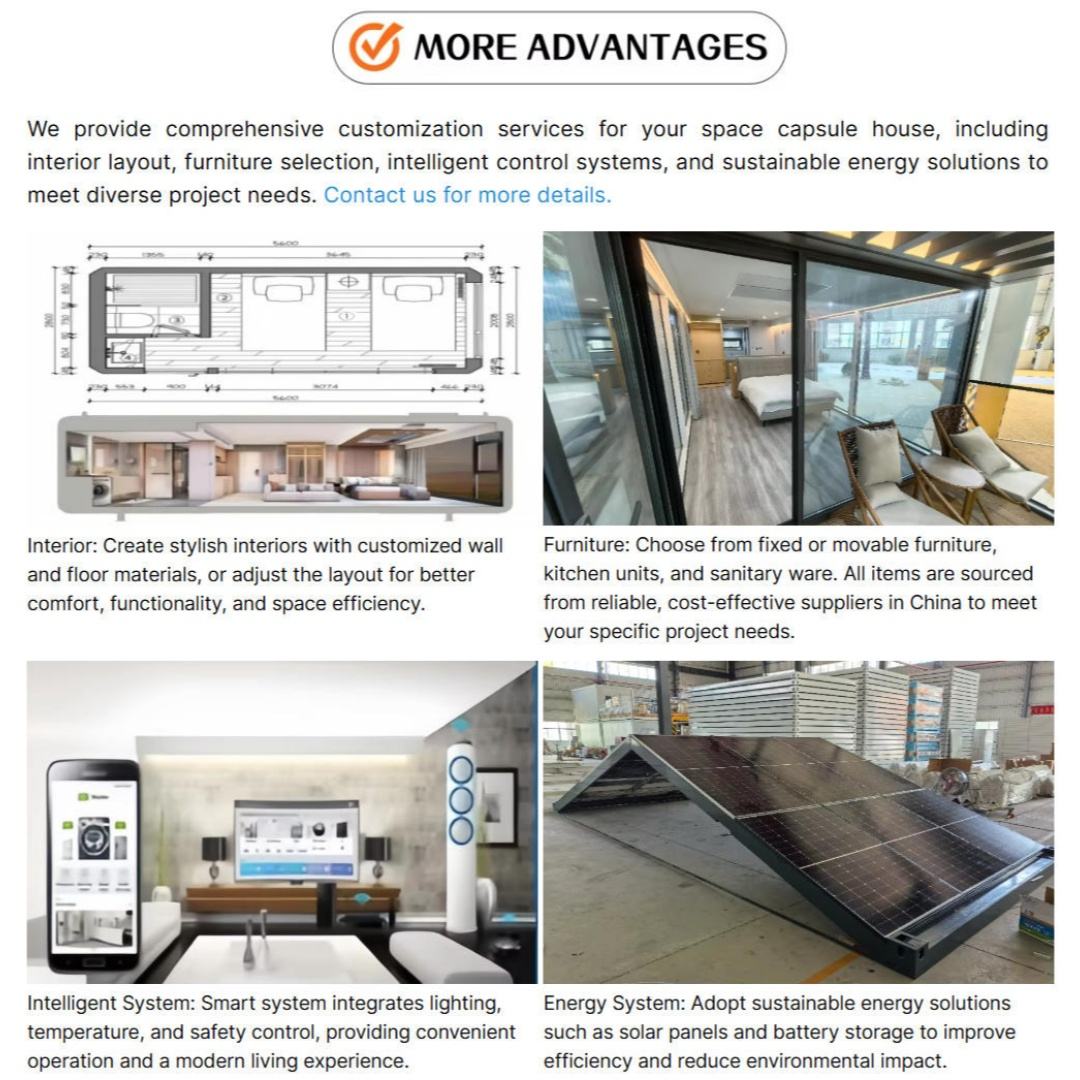 Large Space Steel Capsule Mobile Home exterior view