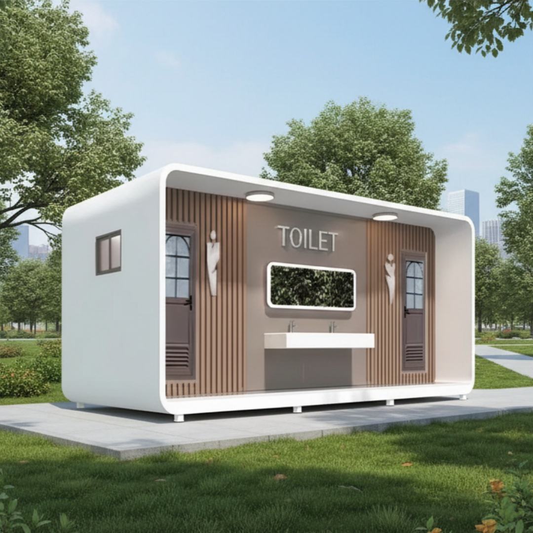 Modern Capsule-Style Outdoor Washroom project reference