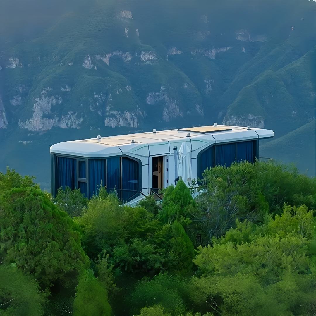 Modular hospitality cabin cluster beside a resort pool for Asia project planning